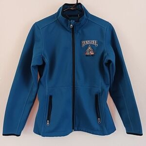 Women's Fitted Fleece Weather-Proof Jacket	Tapered, Blue/Teal Polyester, Fleece